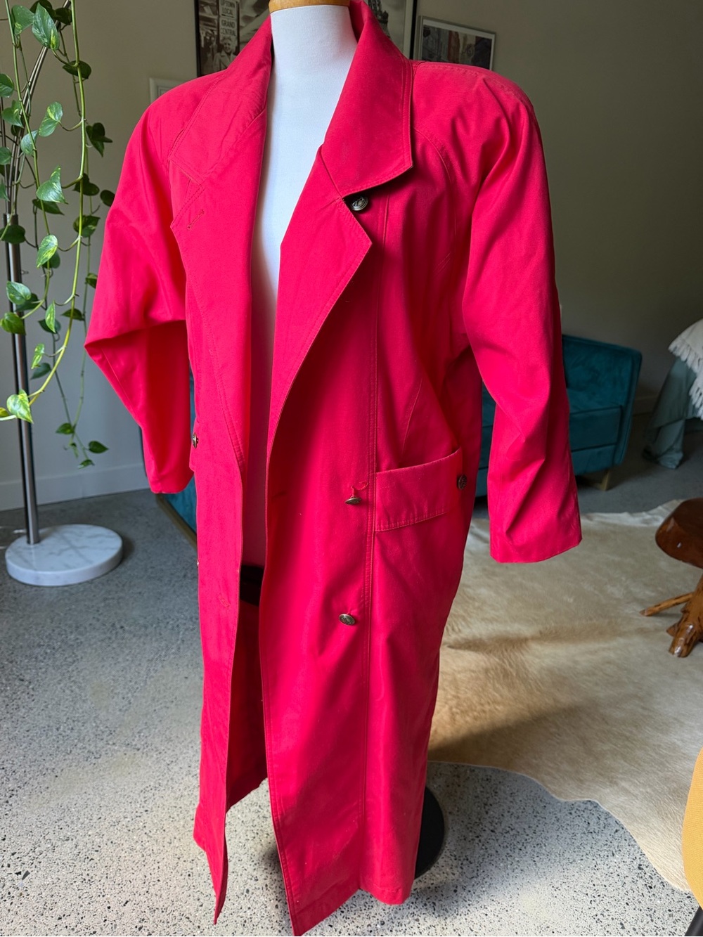 Women’s Bright Pink Long Trench Coat